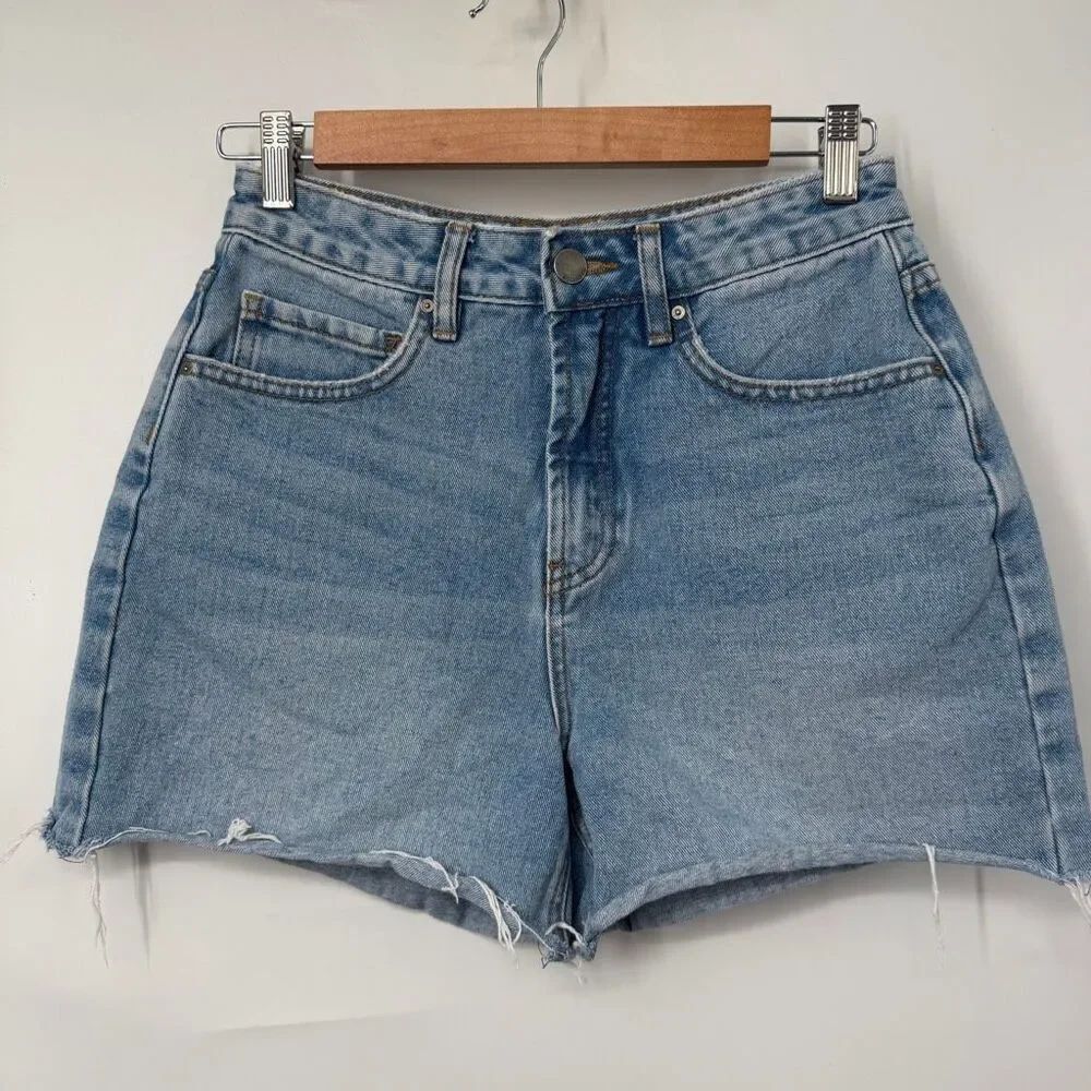 Billabong Blue Drift Away High Rise Frayed Hem Denim Shorts Size 24